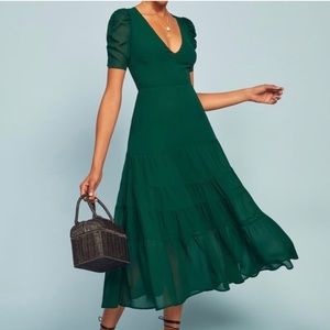 Reformation Emerald Green Midi Dress